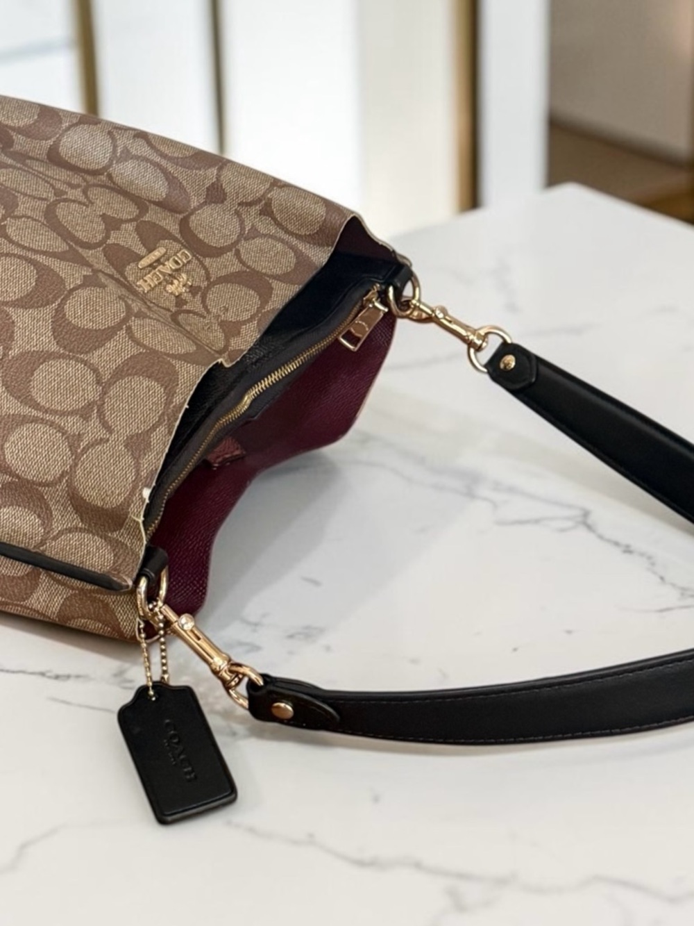 Coach Mollie Signature Canvas Brown Black Shoulder Bucket Bag! - Picture 9 of 16